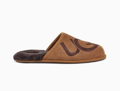 UGG Scuff Logo Mens Slippers Chestnut/Espresso/ Brown - AU 694FW